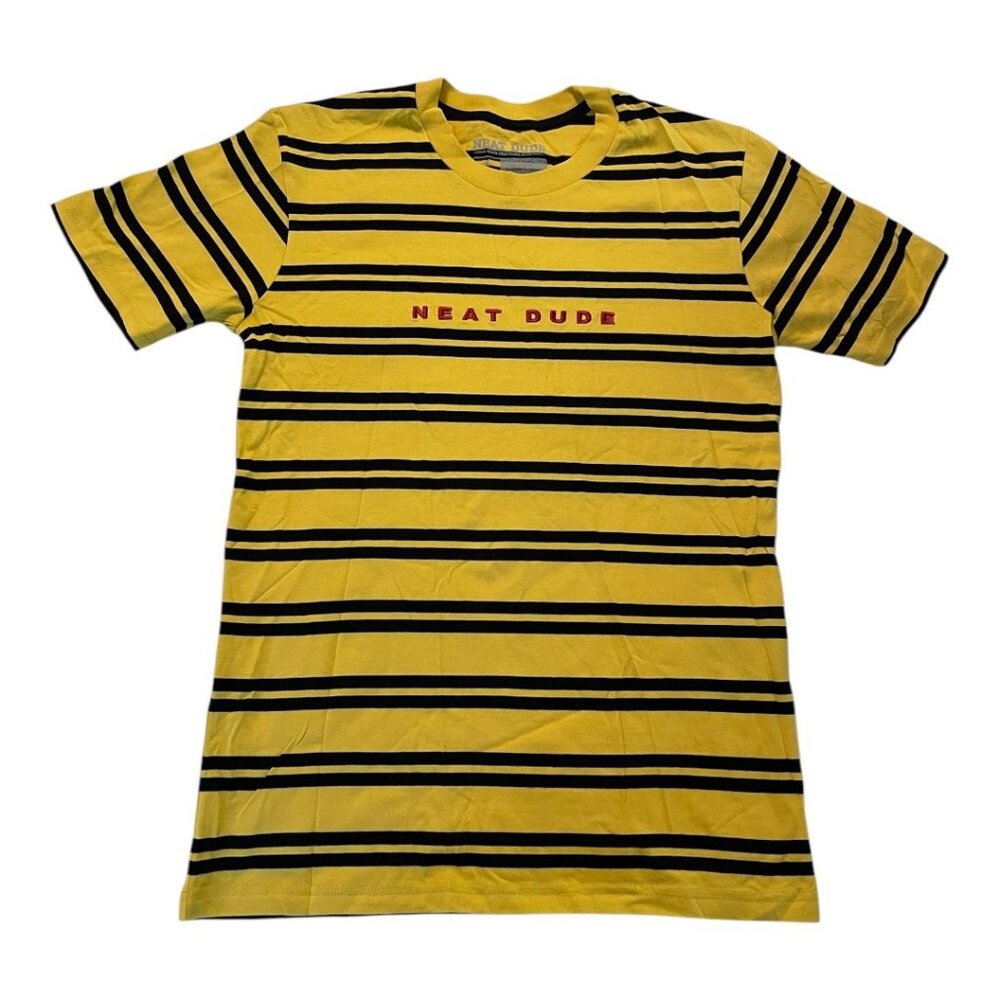 Neat Dude Striped Tee Black & Yellow with Embroidered Neat Dude